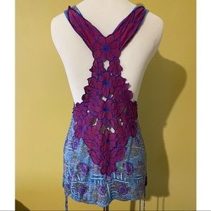 Free People Embroidered Floral Tank Top XS
